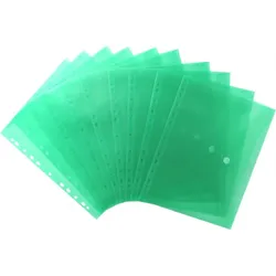 Dokumententaschen Sammelmappen A4 quer, transparent grün, EURO-Lochung, Abheftrand, Klappe, Klettverschluss - 10 Stück