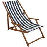 Erst-Holz Gartenliege blau-weiß Liegestuhl Sonnenliege Strandstuhl Deckchair Buche dunkel klappbar 10-317