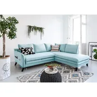 MIUFORM Charming Charlie - Ecksofa mit Bettfunktion und Bettkasten L-FORM RECHTS - 234x200cm - Aqua - Sofa Schlafsofa Couch - Blau