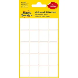 Avery Zweckform Vielzwecketiketten 3043 Weiß 22 x 18 mm 6 Blatt 120 Etiketten