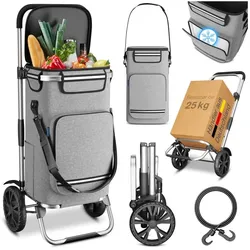 maxVitalis Einkaufstrolley klappbar, Einkaufswagen mit Kühlfach, 3in1 Trolley, Sackkarre & Umhängetasche