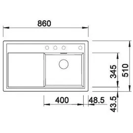 Blanco Zenar 45 S rechts Einbau von Oben anthrazit Handbetätigung 860 x 510 mm