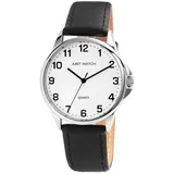 Just Watch Herren-Uhr Echt Leder Dornschließe Analog Quarz JW20160 (schwarz weiß)