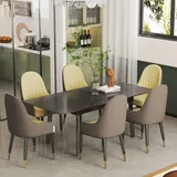 WISFOR Esstisch ausziehbar, Küchentisch für 4-8 Personen, Esszimmertisch Marmor Optik, 130cm-160cm Rechteckig Tisch mit rutschfesten Beinen aus M... - Dunkelgrau