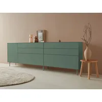 LeGer Home by Lena Gercke Sideboard »Essentials«, (2 St.), Breite: 279cm, MDF lackiert, Push-to-open-Funktion, grün