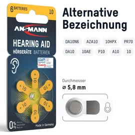 Ansmann Hörgerätebatterien 10 gelb PR70,120 Stück
