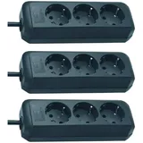 Brennenstuhl Eco-Line 3-Fach Steckdosenleiste (Steckerleiste mit Kindersicherung und 1,5 m Kabel) (1,5m | 3 Stück, schwarz)