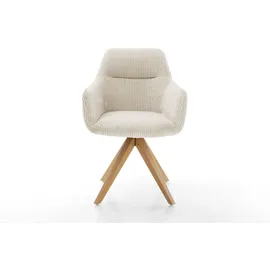 DeLife Esszimmerstuhl Pejo-Flex Cord Beige Holzgestell kantig Natur Taschenfederkern