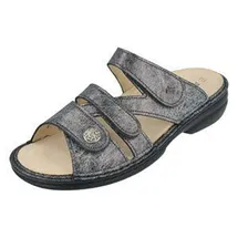Finn Comfort Ventura-S Platin (grau) - Pantolette - Damenschuhe Pantolette / Zehentrenner, Grau, leder (maglia) für Damen, braun, Größe 42 EU