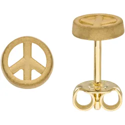 Paar Ohrstecker JOBO "Peace-Zeichen", gelb (gelbgold 375), Ohrringe, Damen, Gelbgold 375, 375 Gold 6 mm
