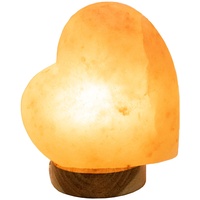 GLOBO Tischleuchte Salzkristall Beistellleuchte Holz Tischlampe Herzform, natur, E14