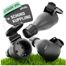 greate Schuko Kupplung 230V Aussenbereich IP54 16A 3,7kW 3er Pack