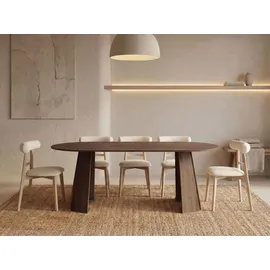 WFL GROUP Runder Ausziehtisch 100-180 x 76 cm dunkelbraun