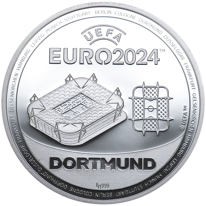 Uefa Euro 2024 Offizielle Silbermünze (Sonderprägung: Dortmund)