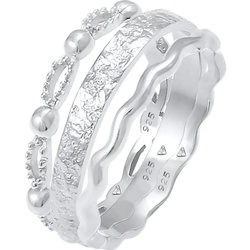 Elli 3er Set Wellen Kugel Bandring Gehämmert 925 Silber 54 Damen 