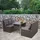 Mendler Poly-Rattan Garnitur HWC-G16, Garten-/Lounge-Set Sitzgruppe, Gastronomie 2x2er Sofa Tisch ~ grau, Kissen dunkelgrau