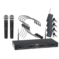 McGrey Mikrofon McGrey UHF-2V4H Quad Funkmikrofon Set, 2x Handmikrofon, 4 Headsets und Taschensender
