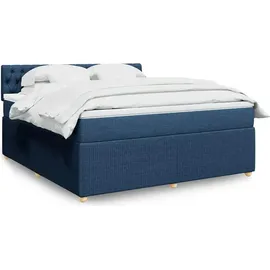 vidaXL Boxspringbett mit Matratze Blau 180x200 cm Stoff