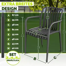 tillvex Gartenstuhl 4er Set 120 x 120 x 120 cm schwarz