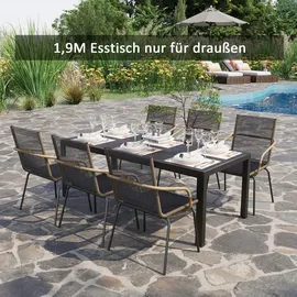Okwish Gartentisch 190 x 84,5 x 72 cm Schwarz