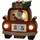 Konstsmide LED Holzsilhouette Santa im Auto mit Datumswürfeln, rot, 6H Timer, 3 warm weiße Dioden, batteriebetrieben, Innen, 2 x AAA 1.5V (exkl.) - 3272-550