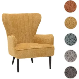 Mendler Lounge-Sessel HWC-K37 Chenille 75 x 80 x 75 cm Gelb mit Kissen