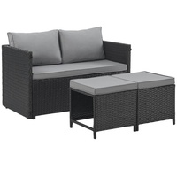 SVITA Gartenlounge-Set ATHINA, (Lounge-Set, Polyrattan), Platzsparend, Tisch und Sofa in einem, Schwarz schwarz