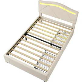 lanki international gmbh Polsterbett 90 x 200 cm Beige