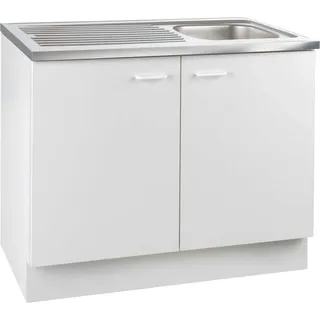 Menke Spülen-Unterschrank TOP, Weiß - B 100 cm - 2 Türen - inkl. Spülbecken