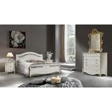 JVmoebel Schlafzimmer-Set Elegantes Schlafzimmermöbelset aus hochwertigem Holz und Stoff, (5-tlg., 5-teilig), Made in Europa weiß