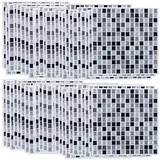 infactory Klebefolie 3D Fliesen: Selbstklebende 3D-Mosaik-Fliesenaufkleber Dezent, 26x26 cm, 20er-Set (Klebefolie Steinoptik, Natursteinoptik-Fliesenaufkleber, Kleben)