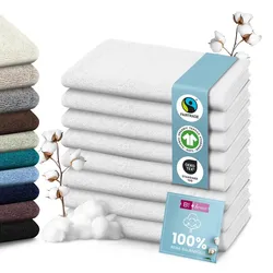 Set Handtücher Baumwolle Plain Design - Farbe: Weiß, Größe: 30x50