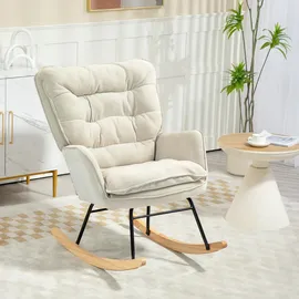 Homcom Schaukelstuhl Beige, Kunststoff, 71x97x98.5 cm, Wohnzimmer, Sessel, Schaukelstühle