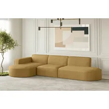 Fun Möbel Ecksofa Designersofa PALMA in Stoff Scala Senfgelb Ottomane Links - Gelb