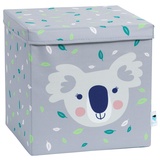 LOVE !T STORE !T LOVE IT STORE IT Aufbewahrungsbox mit Deckel - Ordnungsbox aus Stoff - Verstärkt mit Holz - Quadratisch und stabil - Grau mit Koala - 33x33x33 cm