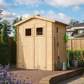 TIMBELA Holzhaus Gartenhaus M367+M367G - Mit imprägniertem BodenB196xL136xH218 cm/ 1.98 m2