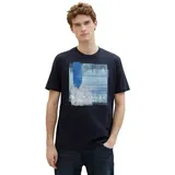 TOM TAILOR Print-Shirt, mit Print, blau