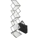 Prospektständer faltbar BOSTON 6x A4   | silber  | mit Transporttasche, PS|Aluminium