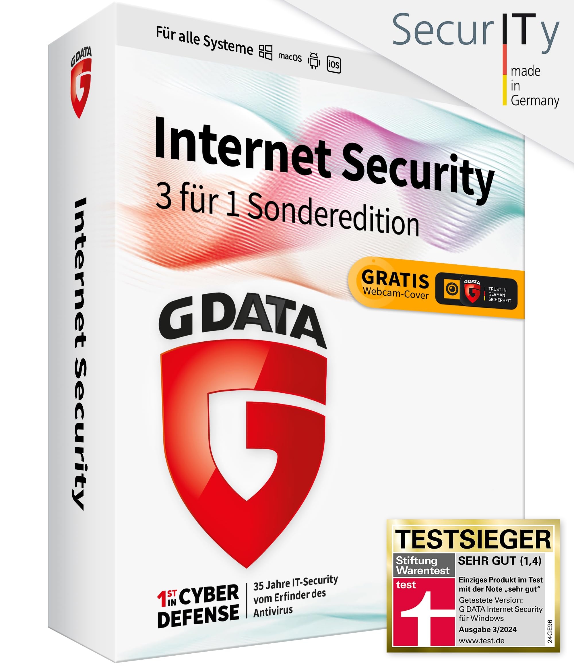 G DATA Internet Security 3 für 1 Sonderversion |3 Geräte - 1 Jahr | Antivirus Programm mit Kindersicherung | PC, Mac, Android, iOS | DVD | inkl. Webcam-Cover | zukünftige Updates inklusive
