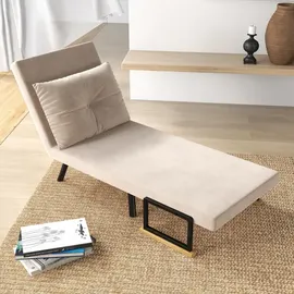 Homcom Schlafsessel mit Schlaffunktion Polyester 63 x 81 x 73 cm Beige mit Kissen