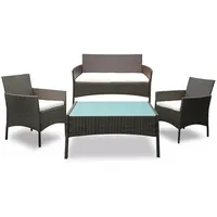 Yakimz Sitzgruppe Polyrattan Garten Hocker Lounge Sessel Gartenlounge Lounge Set Polyrattan Ecksofa Gartenmöbel braun - Braun