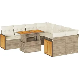 vidaXL Garten-Sofagarnitur 9-tlg. Loungeset beige