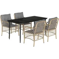VidaXL 5-tlg. Garten-Essgruppe mit Kissen Beigemischung Poly Rattan