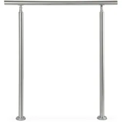 Relaxdays Treppengeländer Edelstahl Set, für Innen und Außen, Handlauf, 1,0 m lang, 2 Pfosten, ohne Querstreben, silber