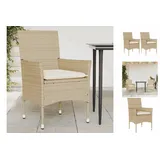 vidaXL Gartenstühle mit Kissen 2 Stk. Beige Poly Rattan