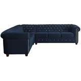 S-Style Eckcouch Samt 2-Sitzer Blau