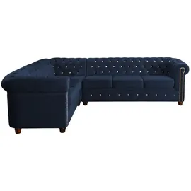 S-Style Eckcouch Samt 2-Sitzer Blau