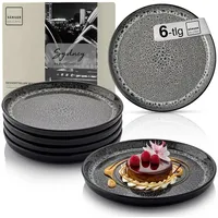 sänger Dessertteller 6 teilig rund grau