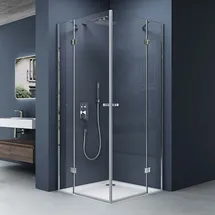 doporro Ravenna01 Eckdusche mit Drehtür 90 x 90 cm weiß Sicherheitsglas