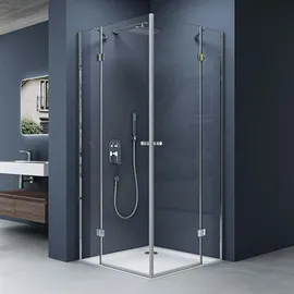 doporro Ravenna01 Eckdusche mit Drehtür 90 x 90 cm weiß Sicherheitsglas